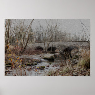 Stone Arch Bridge im Winter - Happy Holidays Poster