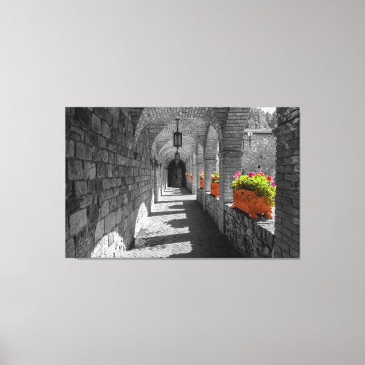 Stone Archway mit Blume Leinwanddruck (Vorderseite)