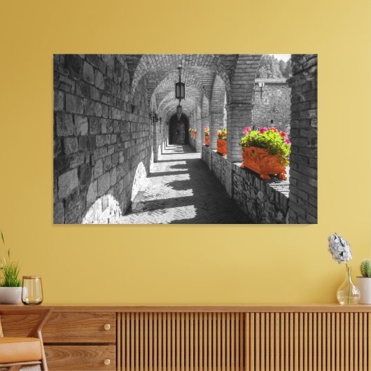 Stone Archway mit Blume Leinwanddruck (Insitu (Wohnzimmer))