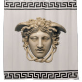 Stone Beige Medusa Griechischer Designer Duschvorhang (Vorderseite)