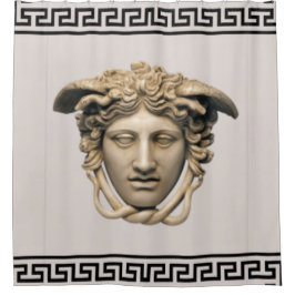 Stone Beige Medusa Griechischer Designer Duschvorhang