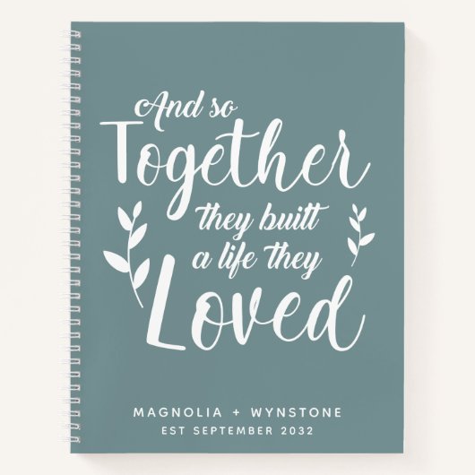 Stone Blue Romantic Quote Couple Notizblock (Vorderseite)