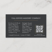 Stone Bricklayer Masonry Mason QR Code Visitenkarte (Rückseite)