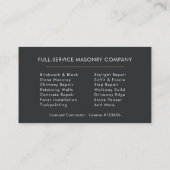 Stone Bricklayer Masonry Mason Visitenkarte (Rückseite)