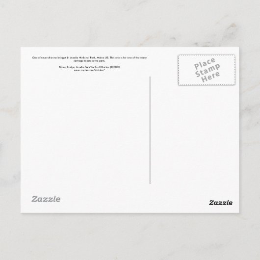'Stone Bridge-Acadia Park' Postkarte (Rückseite)