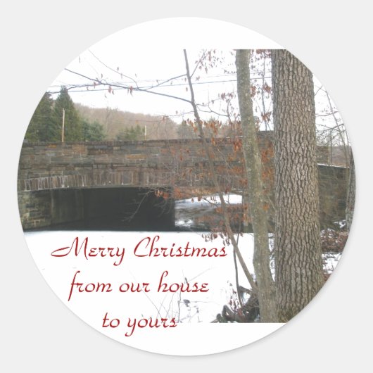 Stone Bridge Frohe Weihnachtskleber Runder Aufkleber (Vorderseite)