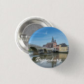 Stone Bridge in Regensburg, Deutschland Button (Vorne & Hinten)