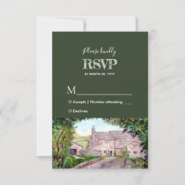 Stone Bridge Watercolor Wedding Response UAWG RSVP Karte