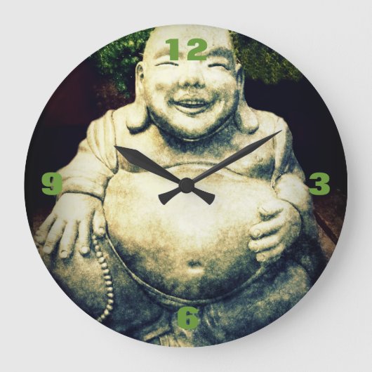 Stone Buddha Belly Ornament Große Wanduhr (Vorderseite)