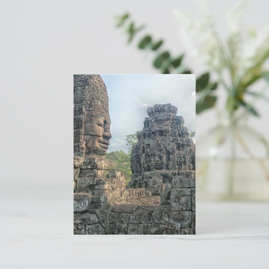 Stone Buddha Face in Bayon Temple, Angkor Postkarte (Stehend Vorderseite)