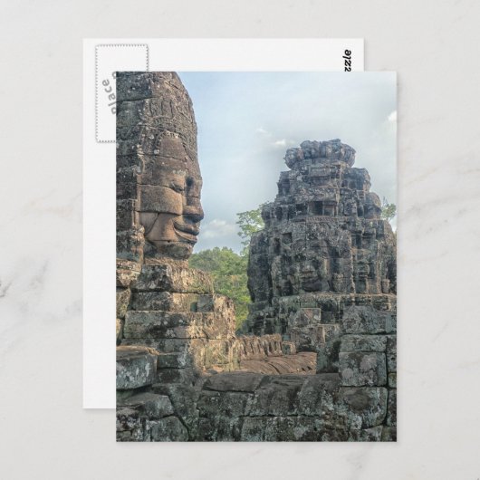 Stone Buddha Face in Bayon Temple, Angkor Postkarte (Vorne/Hinten)