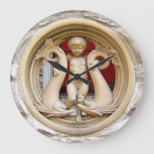 Stone Bürger Granitputto und Delphine Große Wanduhr