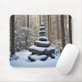Stone Cairn im Winterwald Mousepad (Mit Mouse)