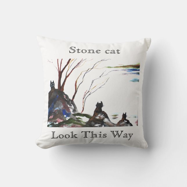 Stone Cat Pillow Kissen (Vorderseite)