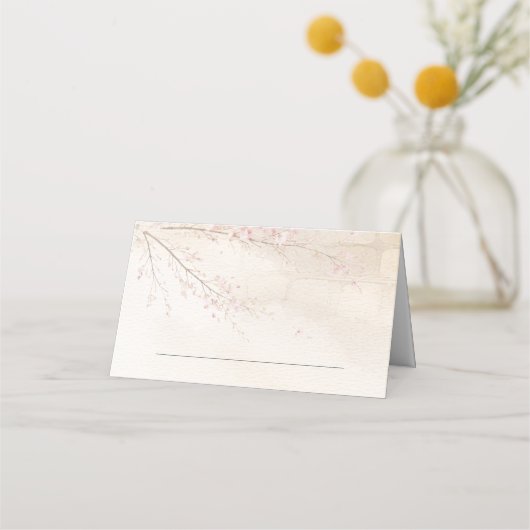 Stone & Cherry Blossom Wedding Folded Place Card Platzkarte (Vorderseite)