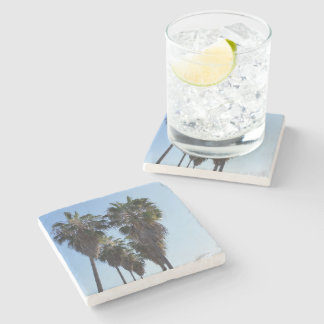 Stone Coaster Beach Home, Palm Tree Heart Photo Steinuntersetzer