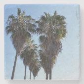 Stone Coaster Beach Home, Palm Tree Heart Photo Steinuntersetzer (Vorderseite)