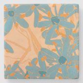Stone Coaster Contemporary Leaf Design in Peach Steinuntersetzer (Vorderseite)