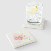 Stone Coaster : Iris Flower . Steinuntersetzer (Seitenansicht)