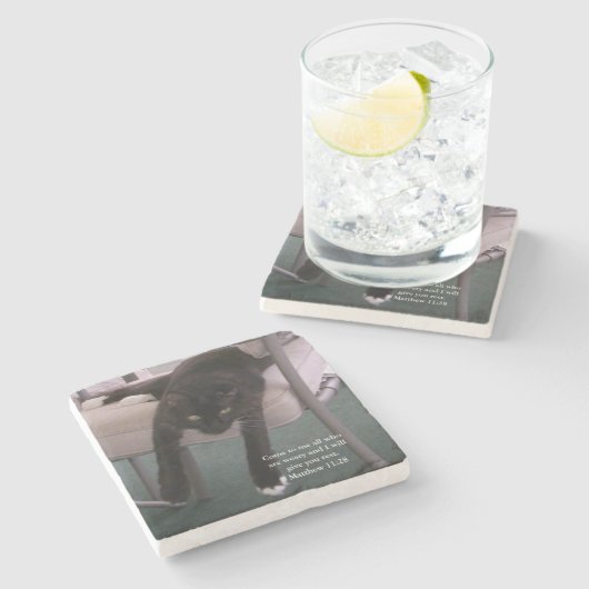 Stone Coaster- Matthew verse "come to me..."  Steinuntersetzer (Seitenansicht)