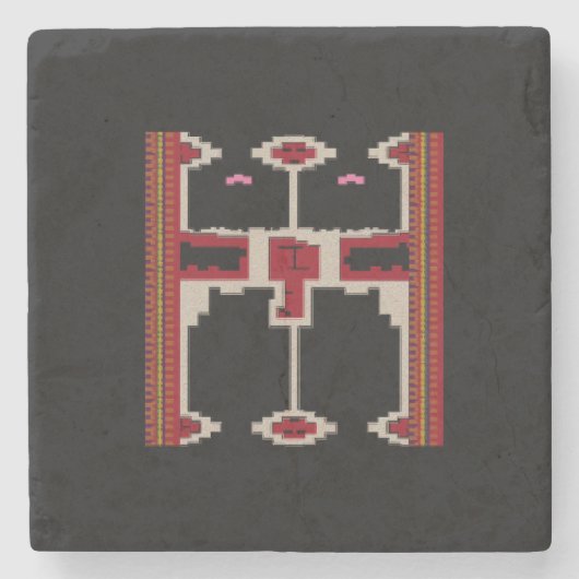 Stone Coaster with Borneo Design Steinuntersetzer (Vorderseite)