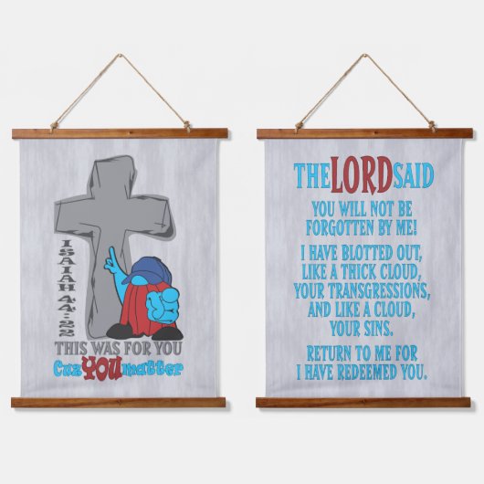 Stone Cross Cuz Matter Isaiah 44:22 Wandteppich Mit Holzrahmen (Doppelt)