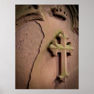 Stone Cross Gravestone Poster