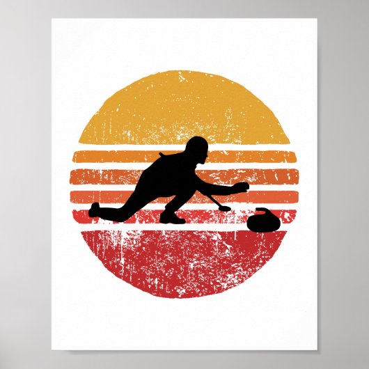 Stone Curling Winter Curler Retro Vintag Poster (Vorne)
