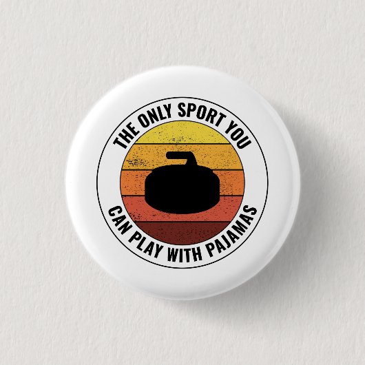 Stone Curling Winter Ice Retro Vintag Button (Vorderseite)
