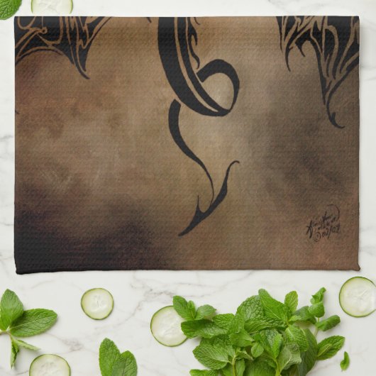 Stone Dragon Tribal Geschirrtuch (Gefaltet)