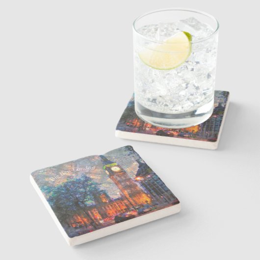 Stone Drink Coasters - Big Ben London Steinuntersetzer (Seitenansicht)