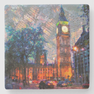 Stone Drink Coasters - Big Ben London Steinuntersetzer