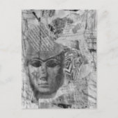Stone face Abstract Mix Media Collage Black White Postkarte (Vorderseite)