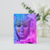 Stone face Abstract Mix Media Collage Blue Purple Postkarte (Stehend Vorderseite)
