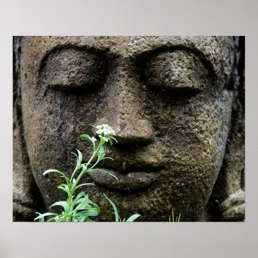 Stone Garden Statue with flower Poster (Vorne)