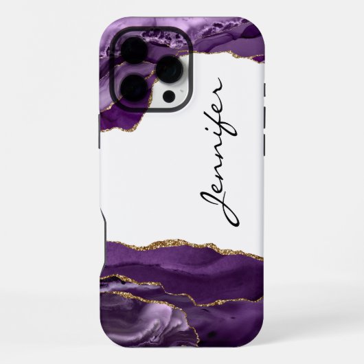 Stone Geode Agate Lila iPhone Hülle (Rückseite)