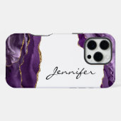 Stone Geode Agate Lila iPhone Hülle (Rückseite (Horizontal))