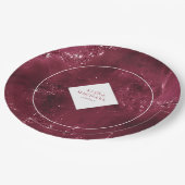 Stone Glitzer Wedding Burgundy ID647 Pappteller (Schrägansicht)