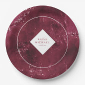 Stone Glitzer Wedding Burgundy ID647 Pappteller (Vorderseite)