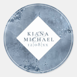 Stone Glitzer Wedding Dusty Blue ID647 Runder Aufkleber