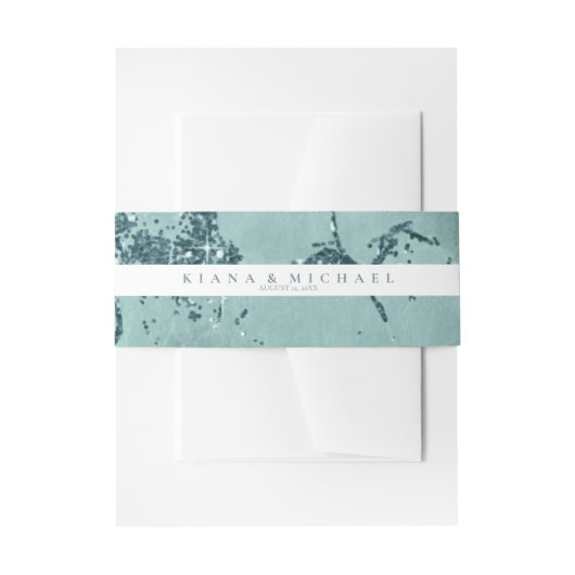 Stone Glitzer Wedding Stripe Aquamarin ID647 Einladungsbanderole (Vorderseite Beispiel)