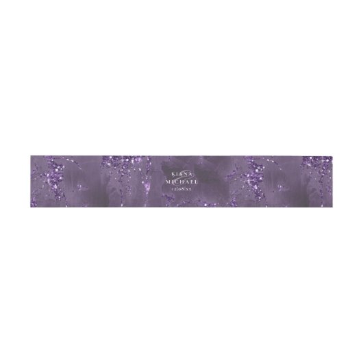 Stone Glitzer Wedding Violet ID647 Einladungsbanderole (Flach)