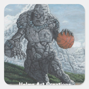 Stone Golem Basketball Player Fantasy Art Stickers