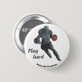 Stone Golem Basketball Sport Fantasy Art Button (Vorne & Hinten)