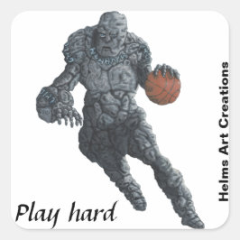 Stone Golem Basketball Sport Fantasy Art Stickers