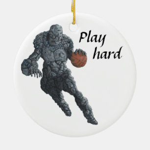 Stone Golem Basketball Sport Fantasy Ornament