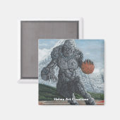Stone Golem Playing Basketball Button Magnet (Vorderseite/Rückseite)