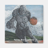 Stone Golem Playing Basketball Button Magnet (Vorne)