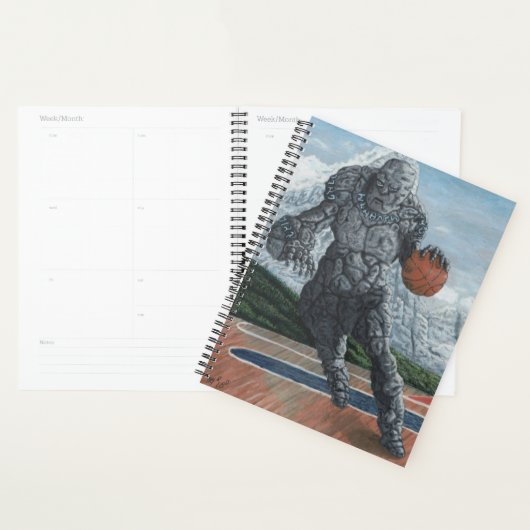 Stone Golem Playing Basketball Fantasy Art Planer (Anzeige)