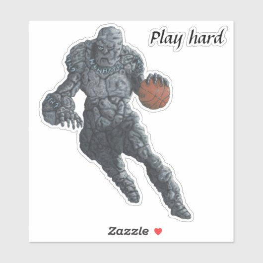 Stone Golem Playing Basketball Fantasy Sticker (Blatt)